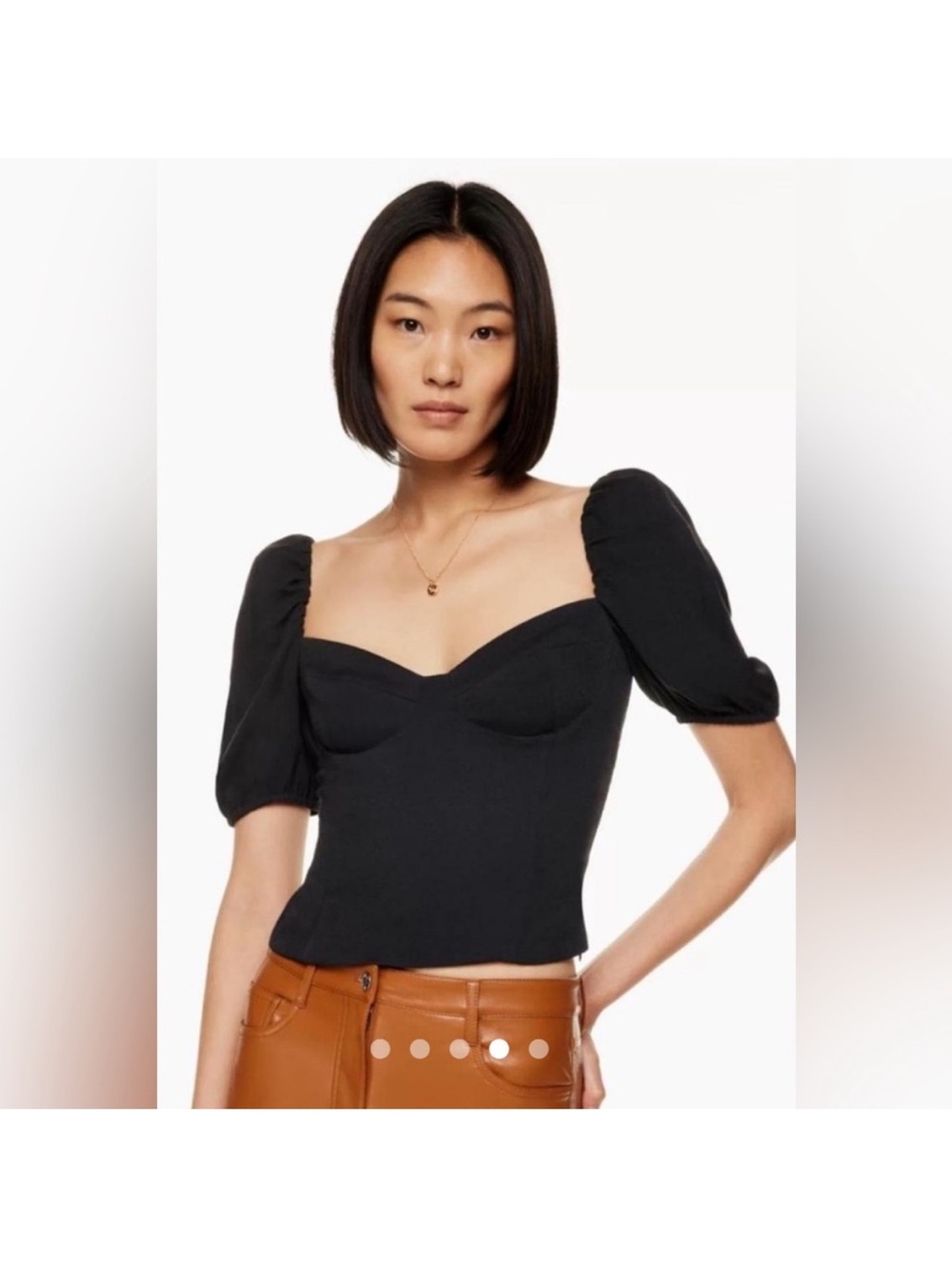 Aritzia Wilfred Novella Short Sleeve Blouse in Black